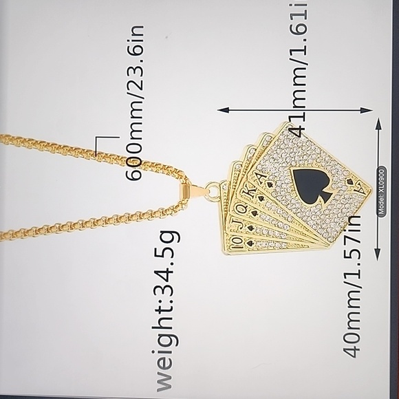Gold Straight Flush playing card necklace - Picture 3 of 5